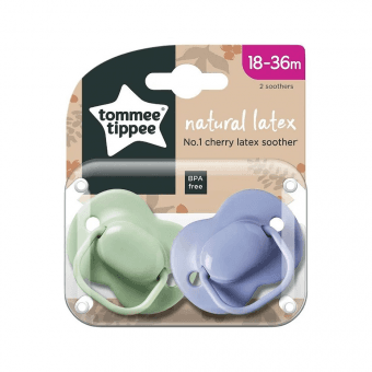 TOMMEE TIPPEE lateksiniai čiulptukai, apvali forma, 18–36  mėn., 2 vnt.
