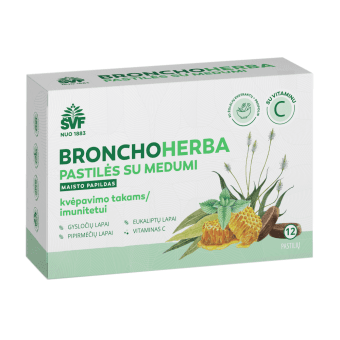 ŠVF BRONCHOHERBA pastilės su medumi, 12 pastilių