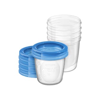 PHILIPS AVENT indeliai su dangteliais VIA, 5 vnt., 180 ml