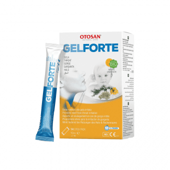 OTOSAN gerklės gelis FORTE, citrinų skonio, nuo 1 m., 14 vnt., 10 g