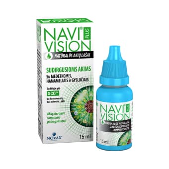 NAVIVISION PLUS natūralūs akių lašai sudirgusioms akims, 15 ml