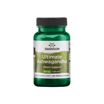 SWANSON AŠVAGANDA (ASHWAGANDHA) ekstraktas KSM-66, 60 kapsulių