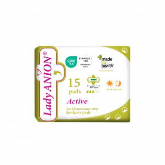LADY ANION ploni paketai su anijonų juostele ACTIVE, LT-EKO-001, 15 vnt.