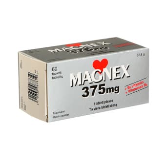 MAGNEX 375 MG + VITAMINAS B6, 60 tablečių