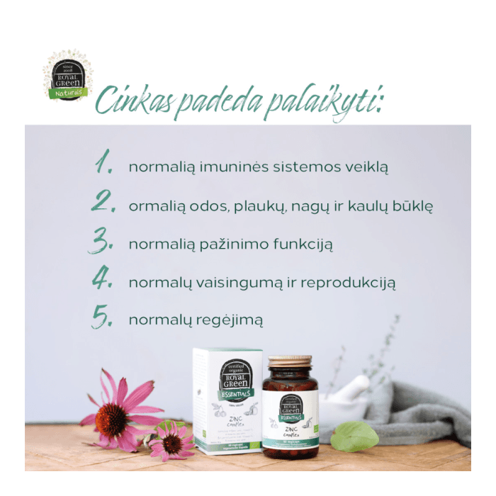 ROYAL GREEN BIO cinko kompleksas, LT-EKO-001, 60 kapsulių-3