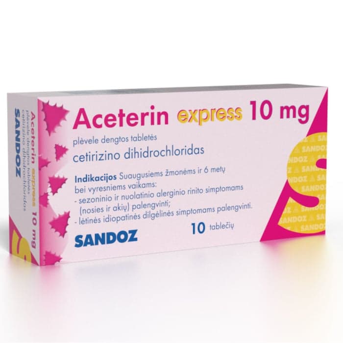 Aceterin express, 10mg, plėvele dengtos tabletės, N10