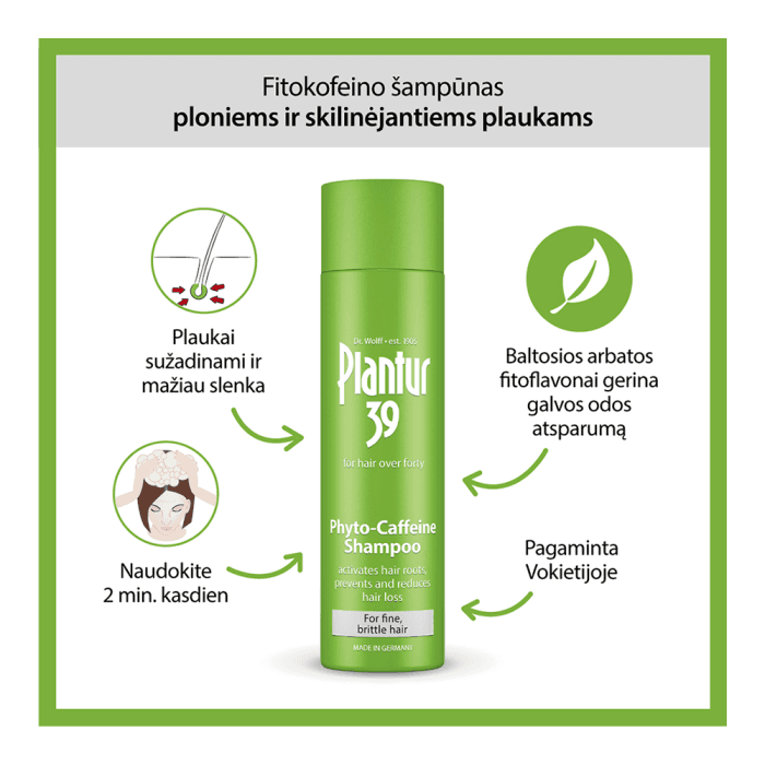 PLANTUR 39 šampūnas su kofeinu nuo plaukų slinkimo, 250 ml-2