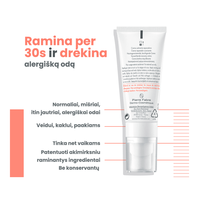EAU THERMALE AVÈNE raminamasis kremas alergiškai odai TOLÉRANCE CONTROL, 40 ml-5