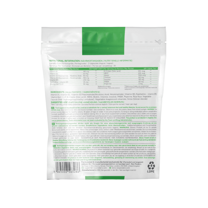 RAW POWDERS VITAMINO B KOMPLEKSAS, 60 kapsulių-1