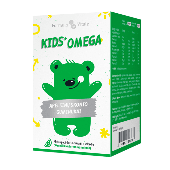 FORMULA VITALE KIDS+ OMEGA, 60 guminukų