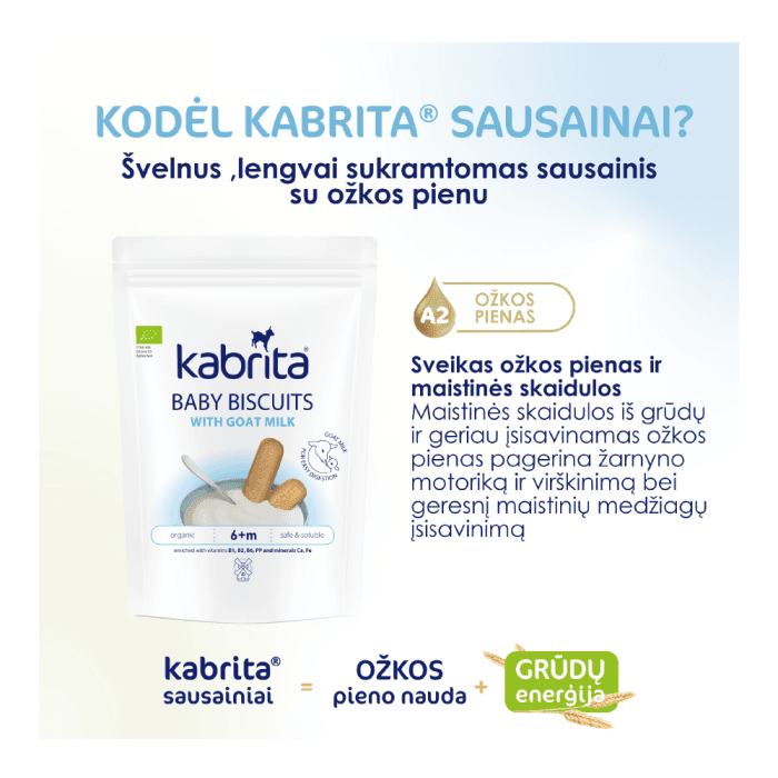 KABRITA ožkos pieno pagrindu pagaminti sausainiai, nuo 6 mėn., 115 g-3