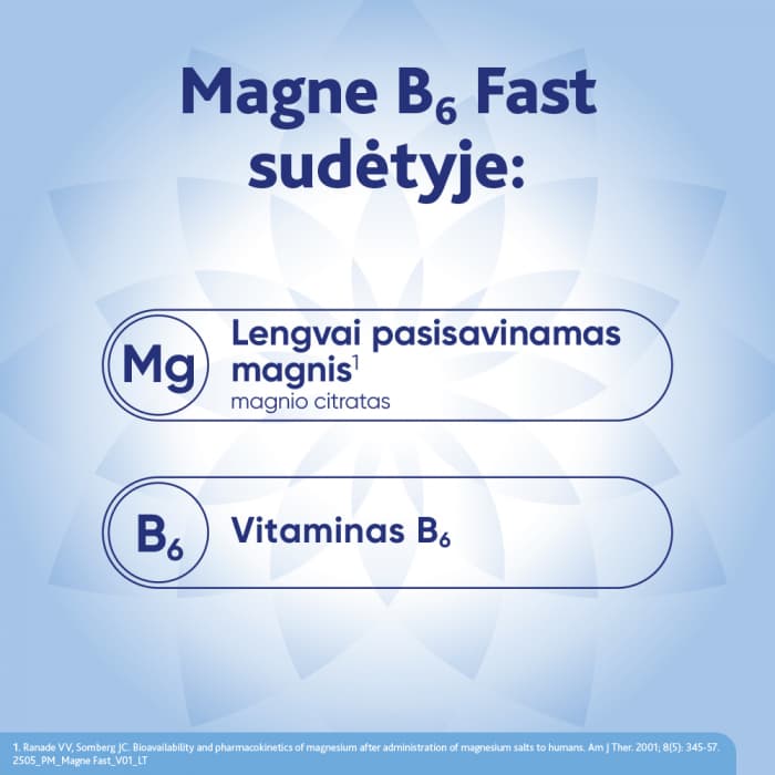 MAGNE B6 FAST (magnis), citrinų skonio granulės, 20 pakelių-2