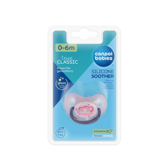 CANPOL BABIES ortodontinis silikoninis čiulptukas NIGHT DREAMS, 0–6 mėn., 1 vnt.-1