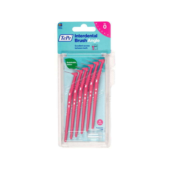 TEPE tarpdančių šepetėliai ANGLE, 0,4 mm, rožinė spalva, 6 vnt.