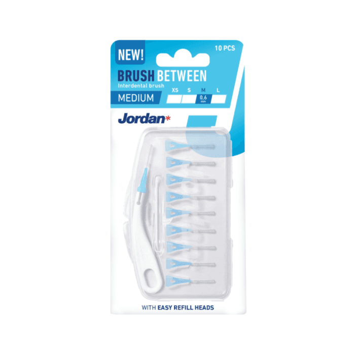 JORDAN tarpdančių šepetėliai BRUSH BETWEEN, M, 0,6 mm, 10 vnt.