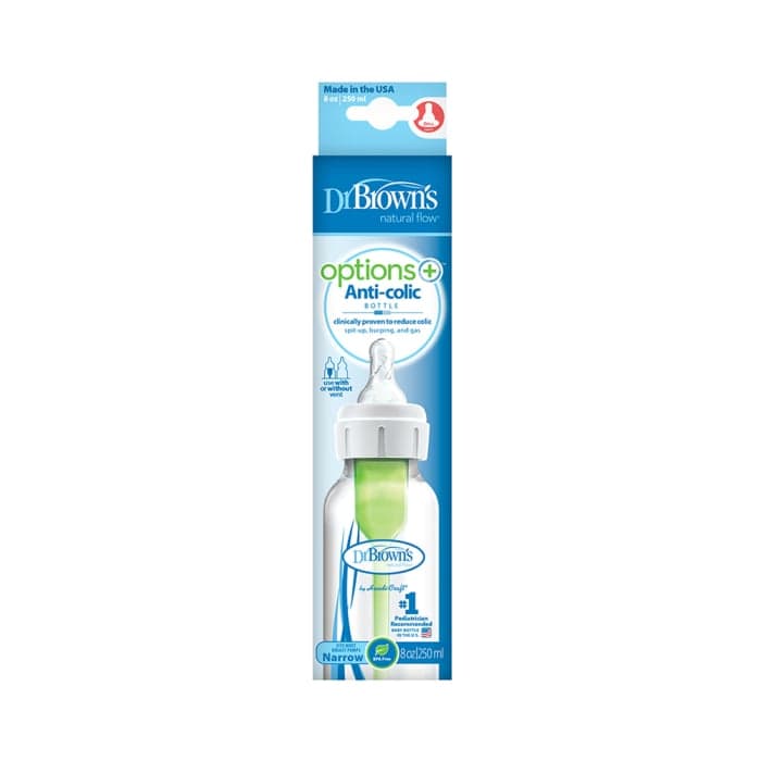 DR. BROWN'S buteliukas siauru kakleliu OPTIONS+, 1 vnt., 250 ml+žindukas, 0–3 mėn., 1 vnt., + valymo šepetėlis, 1 vnt.-2