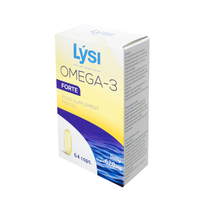 LYSI žuvų taukai  OMEGA-3 FORTE, 64 minkštos kapsulės-3