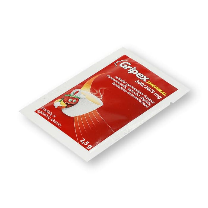 GRIPEX THERMAL, 300/20/5 mg, milteliai geriamajam tirpalui, N12-2
