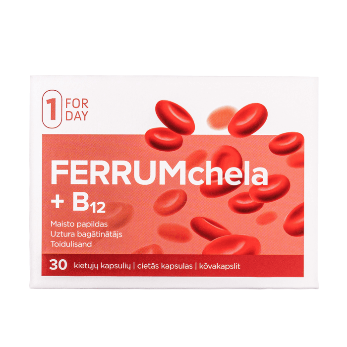 FORDAY FERRUMCHELA + B12, 30 kietųjų kapsulių-3
