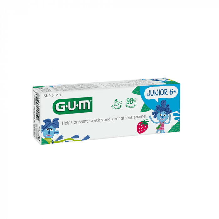 SUNSTAR G.U.M. dantų pasta vaikams JUNIOR, 7–12 m., braškių skonio, 50 ml-2