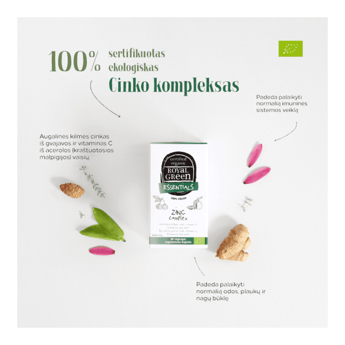 ROYAL GREEN BIO cinko kompleksas, LT-EKO-001, 60 kapsulių-2