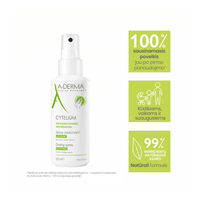 A-DERMA džiovinantis raminamasis purškiklis CYTELIUM, 100 ml-1