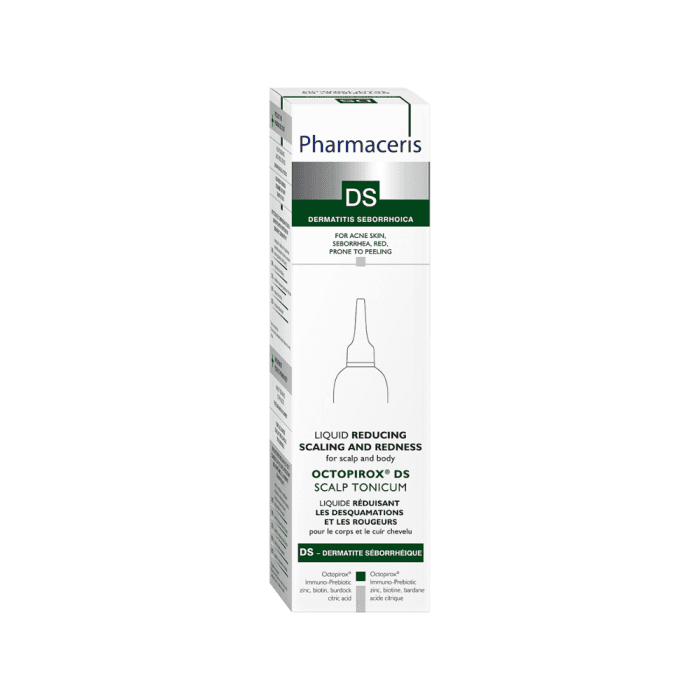 PHARMACERIS DS, OCTOPIROX tonikas riebiai, pleiskanojančiai skalpo ir kūno odai, 100 ml-2