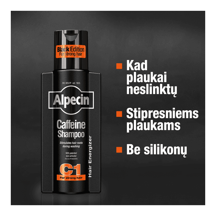 ALPECIN šampūnas su kofeinu nuo plaukų slinkimo BLACK EDITION, 250 ml-3