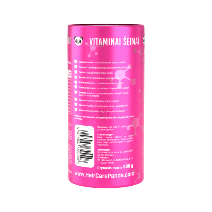 HAIR CARE PANDA VITAMINAI ŠEIMAI, 60 guminukų-4