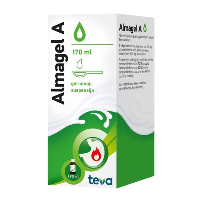 ALMAGEL A, 170 ml, geriamoji suspensija, N1-2