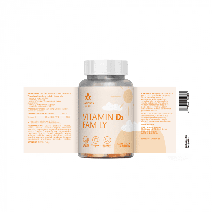 GAMTOS NAMAI vitaminas D3 FAMILY, 60 guminukų-4