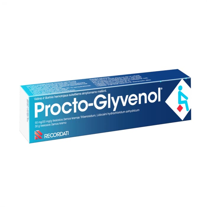 PROCTO-GLYVENOL 50 mg + 20 mg/g, tiesiosios žarnos kremas, N1-2