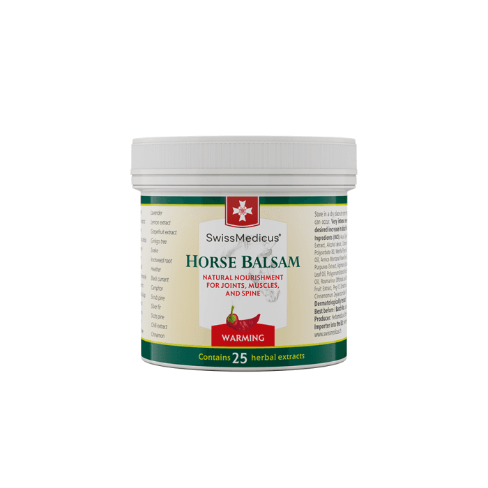 HERBAMEDICUS/SWISSMEDICUS šildomasis kūno balzamas HORSE BALSAM, 125 ml-3
