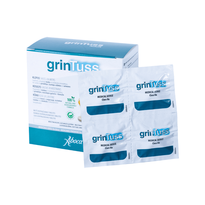 GRINTUSS ADULT, 20 burnoje tirpstančių tablečių-3