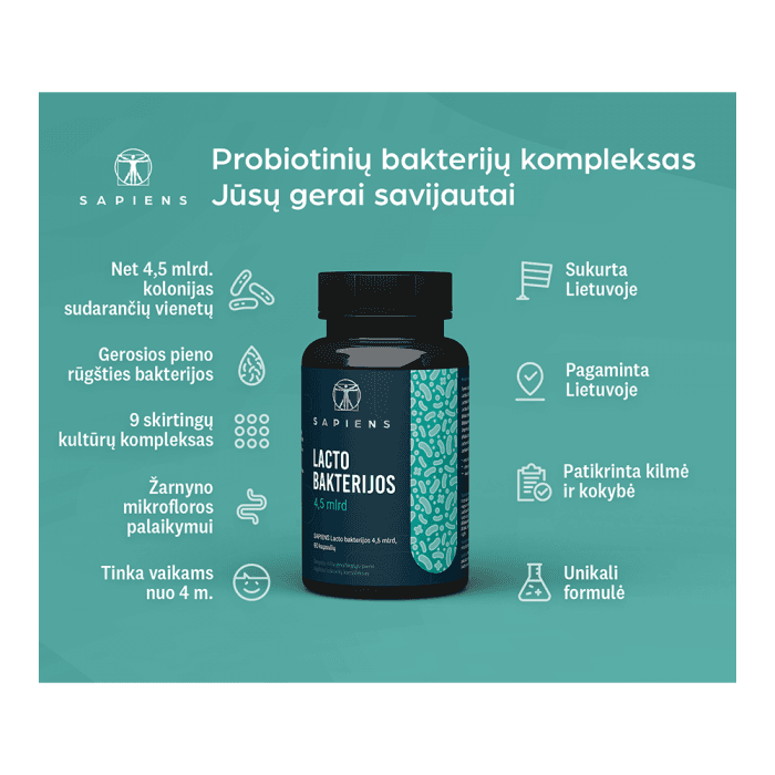 SAPIENS laktobakterijos, 60 kapsulių-1