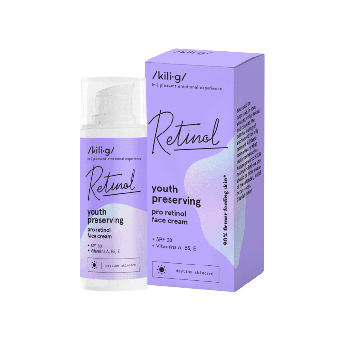 KILIG veido kremas su proretinoliu RETINOL, SPF 30, 50 ml