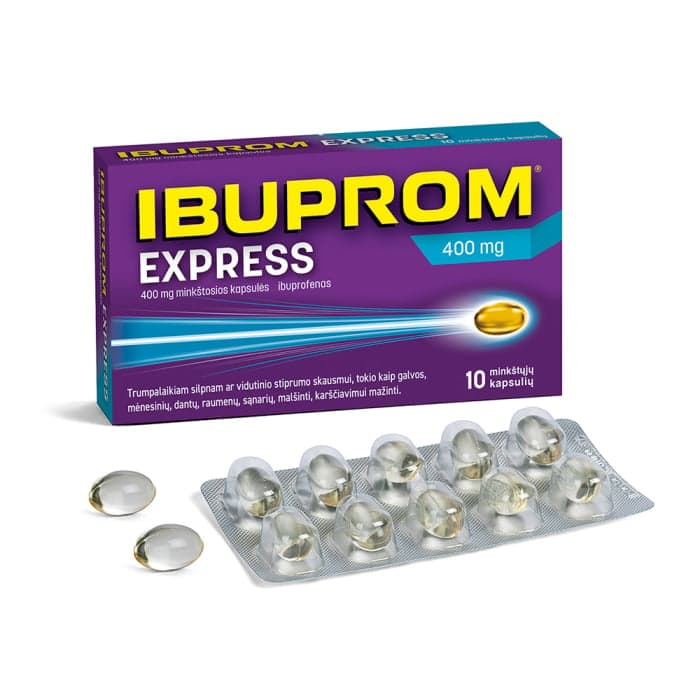 IBUPROM EXPRESS, 400 mg, Minkštosios kapsulės, N10-2