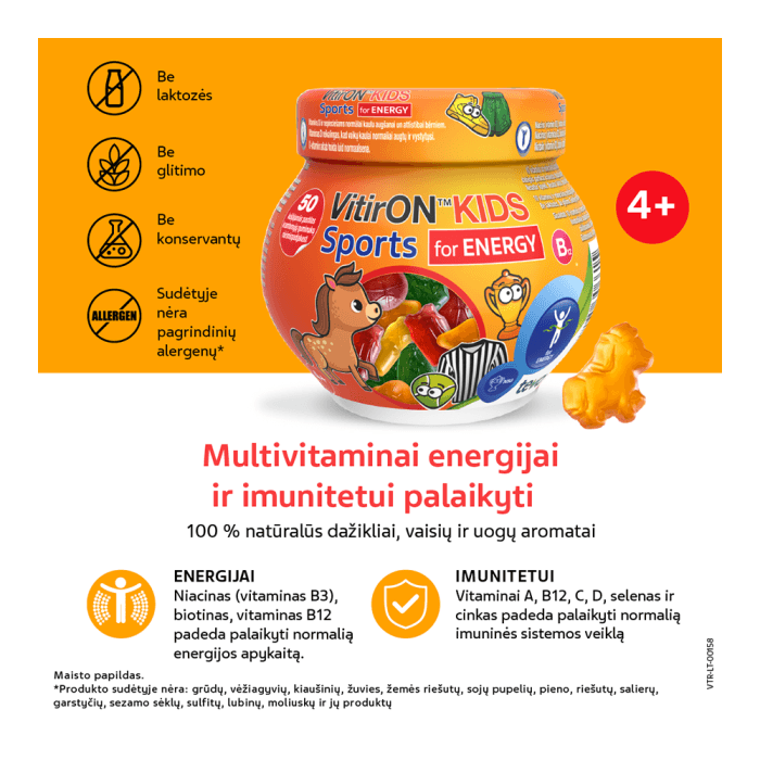 VitirON KIDS SPORTS for ENERGY, 50 kramtomųjų guminukų-2