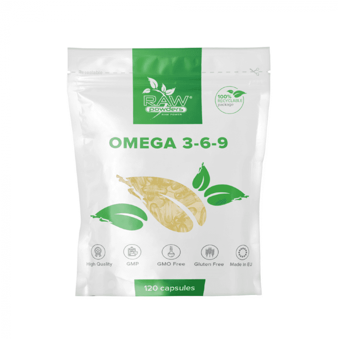 RAW POWDERS OMEGA 3-6-9, 120 minkštų kapsulių
