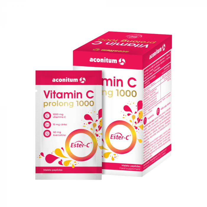 VITAMIN C PROLONG 1000, miško uogų skonio, 14 paketėlių-3