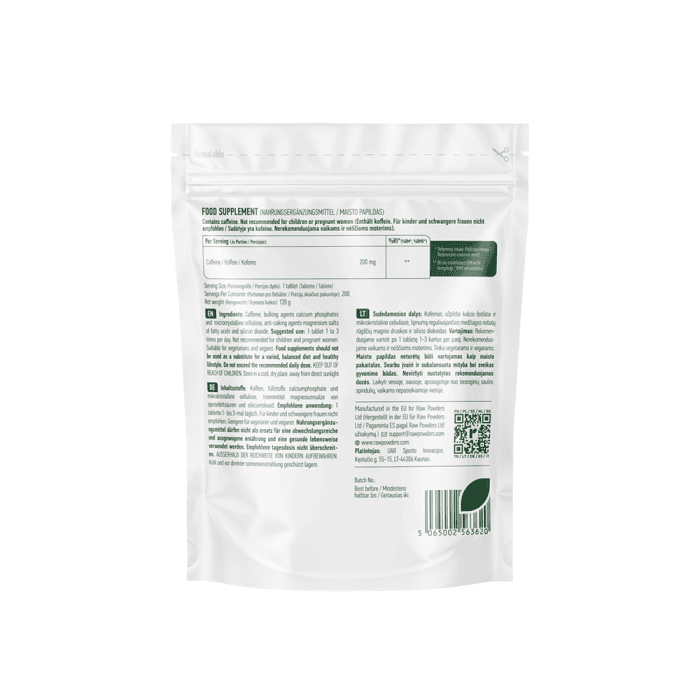 RAW POWDERS KOFEINAS, 200 tablečių-1