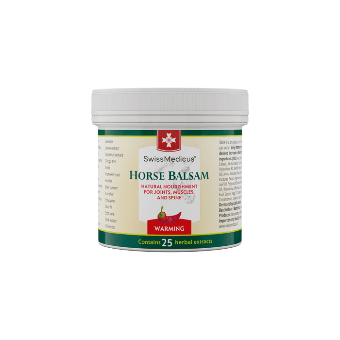 HERBAMEDICUS/SWISSMEDICUS šildomasis kūno balzamas HORSE BALSAM, 250 ml-3