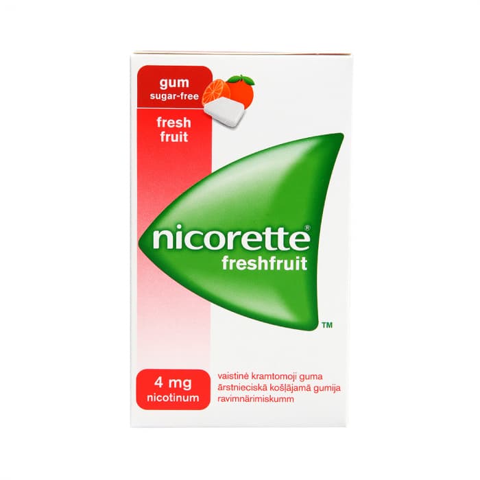 NICORETTE FRESHFRUIT, 4 mg, vaistinė kramtomoji guma, N30-2