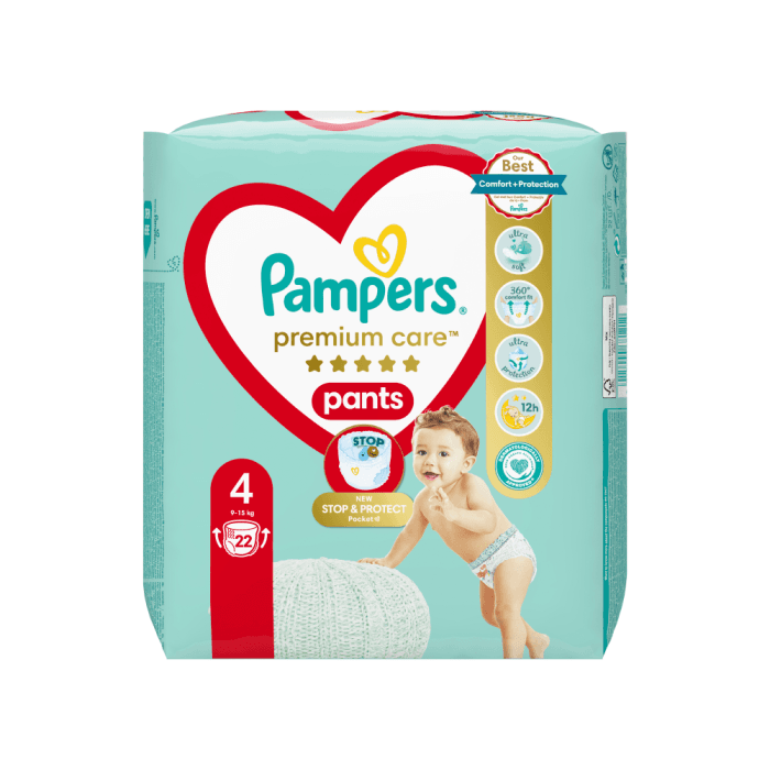PAMPERS sauskelnės PREMIUM CARE PANTS, 4 dydis, 22 vnt.