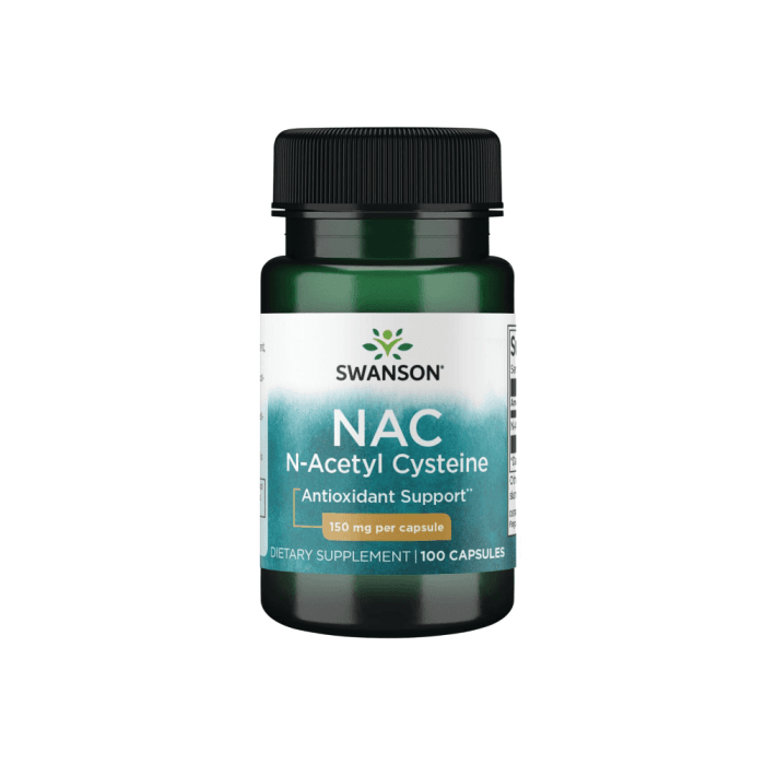 SWANSON NAC (N-ACETILCISTEINAS), 100 kapsulių