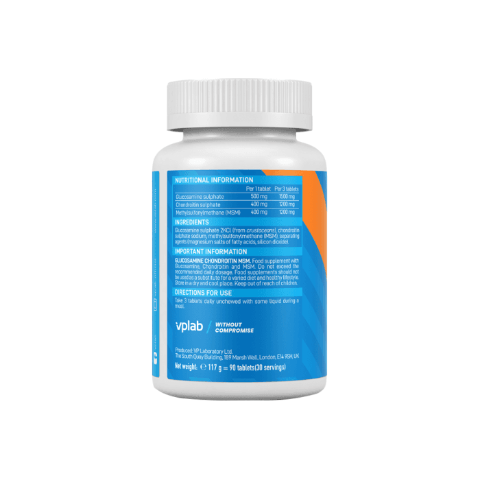 VPLAB gliukozaminas, chondroitinas ir MSM, 90 tablečių-3