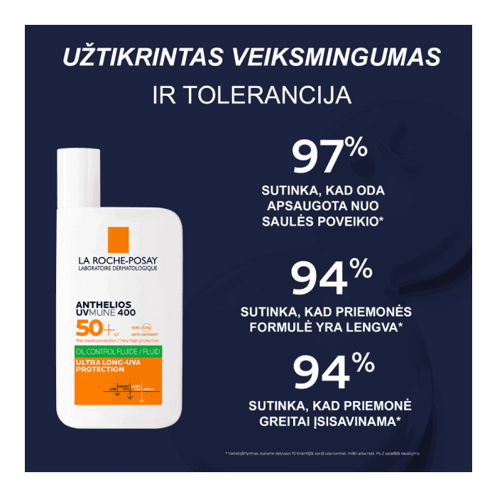 LA ROCHE-POSAY veido fluidas ANTHELIOS UVMUNE 400 OIL CONTROL FLUID, SPF 50+, 50 ml-4