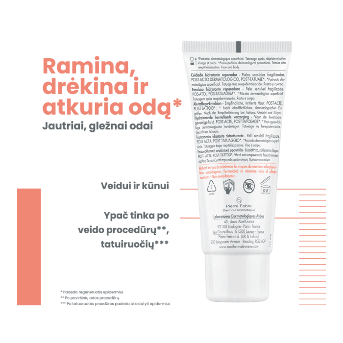 EAU THERMALE AVÈNE atkuriamoji emulsija sudirgusiai odai CICALFATE, 40 ml-3