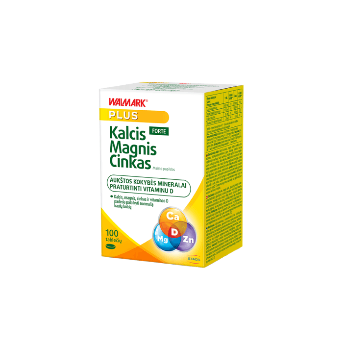 WALMARK KALCIS MAGNIS CINKAS FORTE su vitaminu D, 100 tablečių