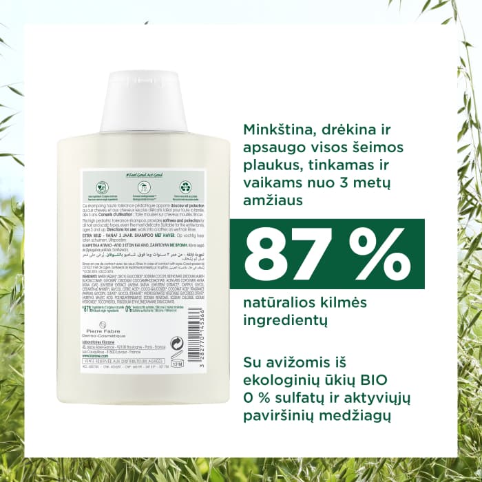 KLORANE šampūnas su avižų pieneliu visai šeimai OAT MILK, 200 ml-5